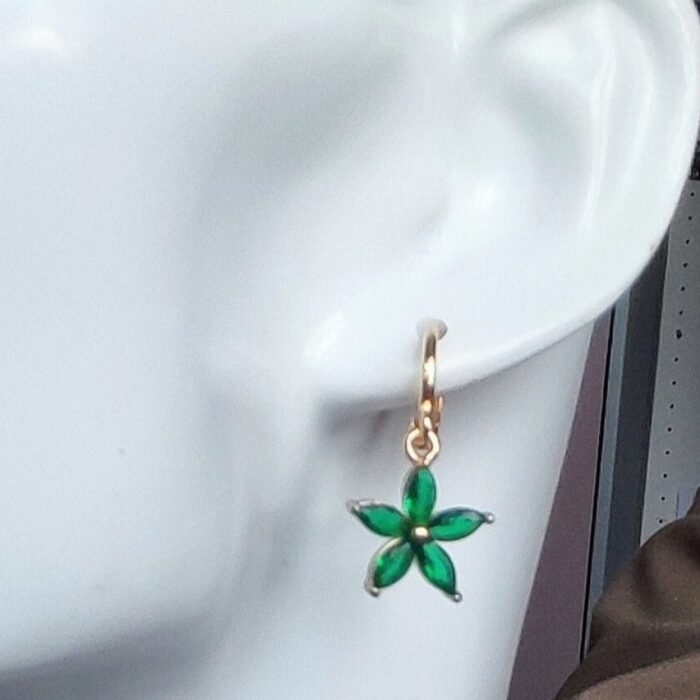 Green Crystal Hoop Earrings (2)